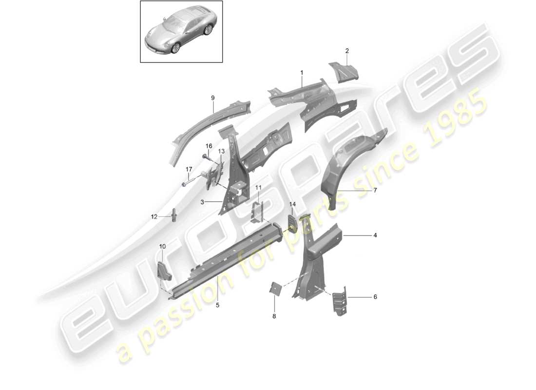 a part diagram from the porsche 991 parts catalogue