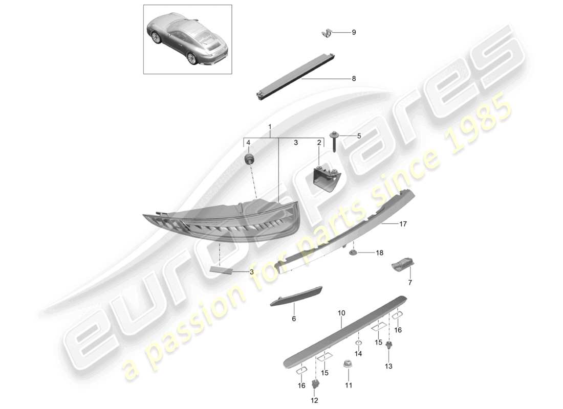 a part diagram from the porsche 2018 (991-2) parts catalogue