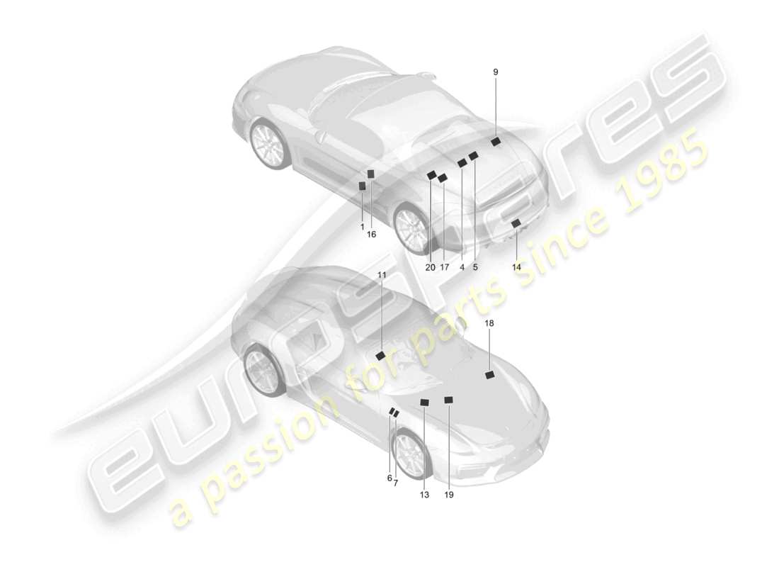 a part diagram from the porsche 2016 (981 boxster spyder) parts catalogue