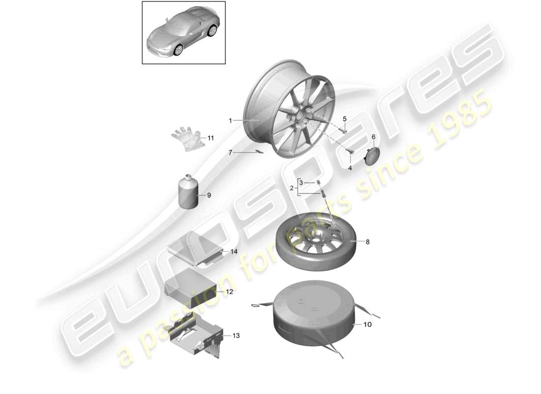 a part diagram from the porsche 2016 (981 boxster spyder) parts catalogue