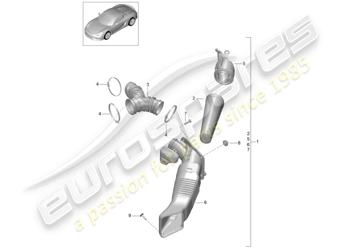 a part diagram from the porsche 2016 (981 boxster spyder) parts catalogue
