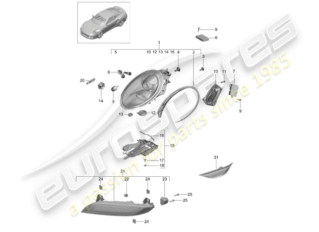 a part diagram from the porsche 991 parts catalogue
