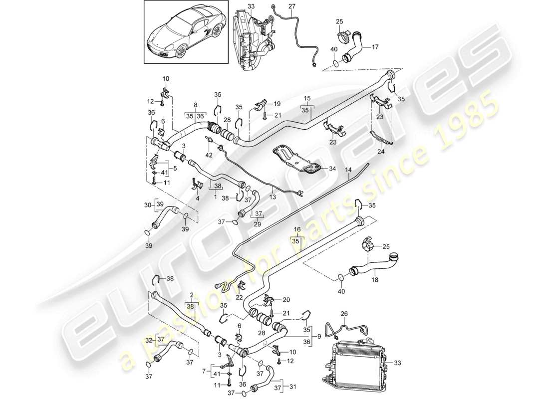 VIEW PARTS DIAGRAMS FROM THE PORSCHE CAYMAN PARTS CATALOGUE a part diagram from the porsche cayman parts catalogue