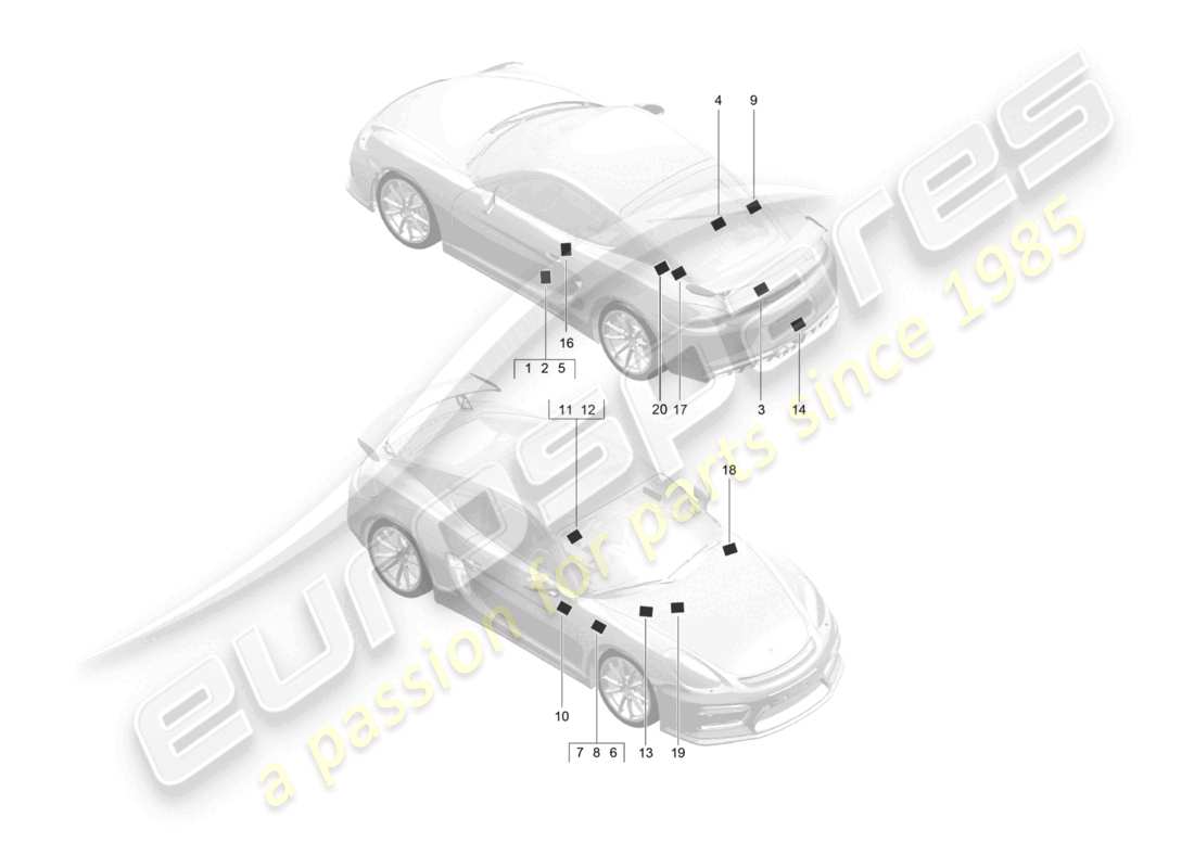 a part diagram from the porsche 2016 (981 cayman gt4) parts catalogue