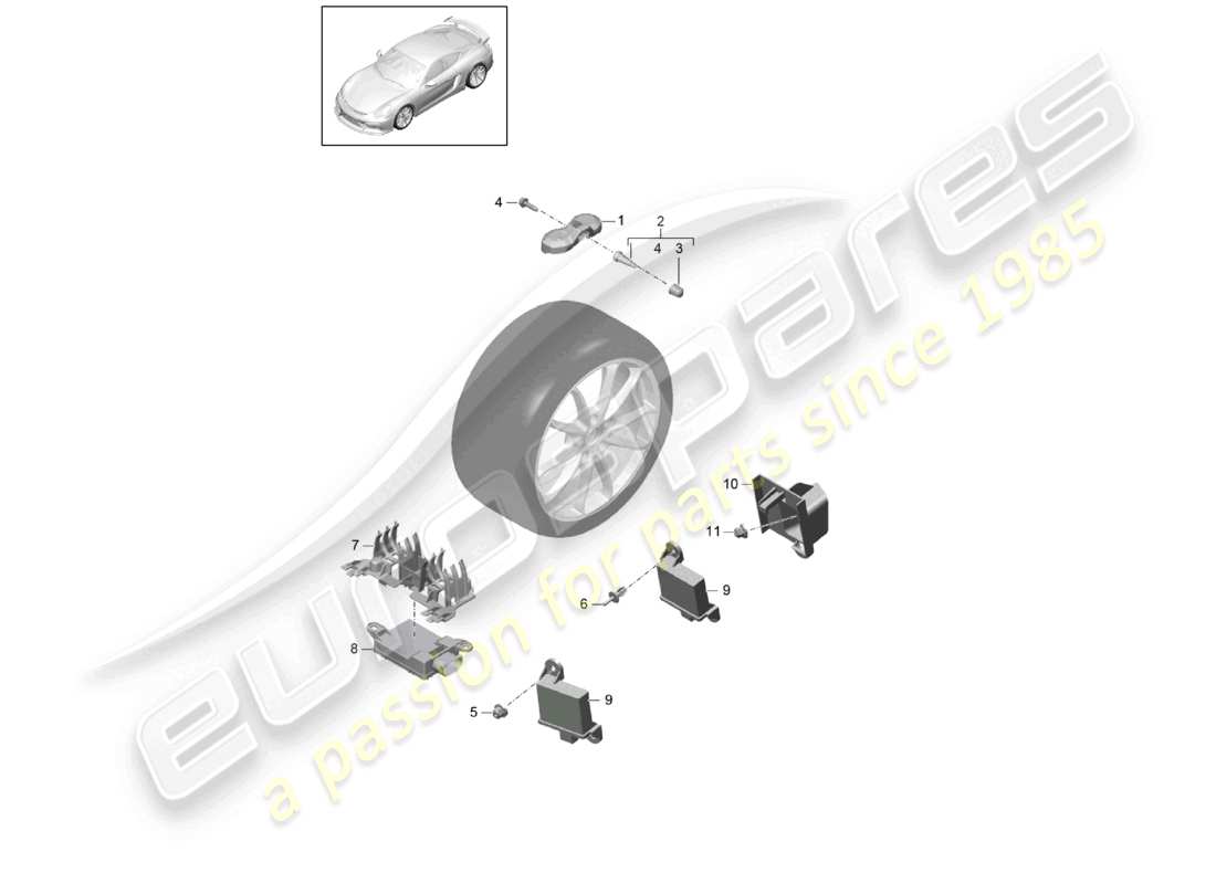 a part diagram from the porsche 2016 (981 cayman gt4) parts catalogue