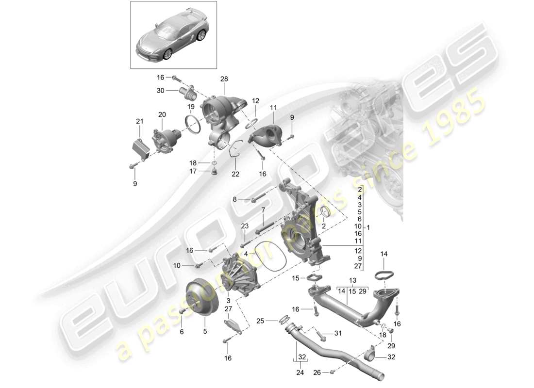 VIEW PARTS DIAGRAMS FROM THE PORSCHE CAYMAN PARTS CATALOGUE a part diagram from the porsche cayman parts catalogue