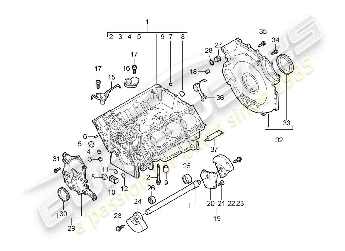 a part diagram from the porsche 2010 (cayenne e1 9pa) parts catalogue