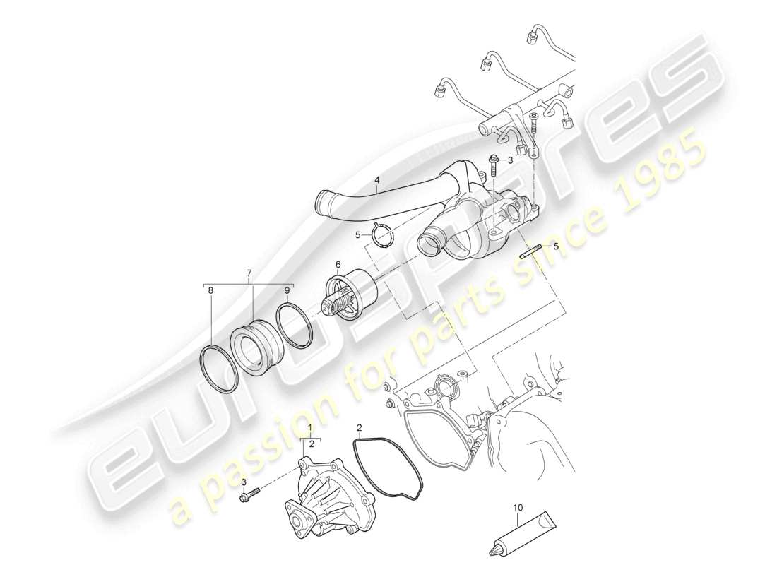 a part diagram from the porsche 2010 (cayenne e1 9pa) parts catalogue