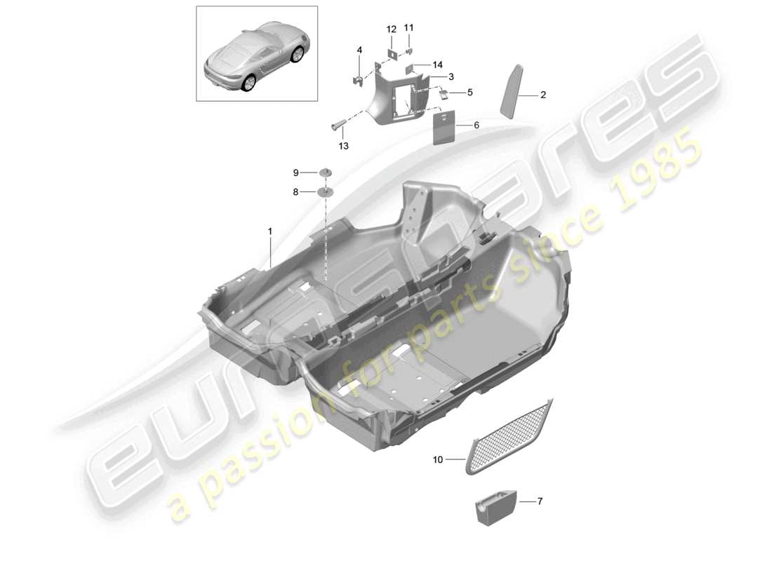 VIEW PARTS DIAGRAMS FROM THE PORSCHE CAYMAN PARTS CATALOGUE a part diagram from the porsche cayman parts catalogue