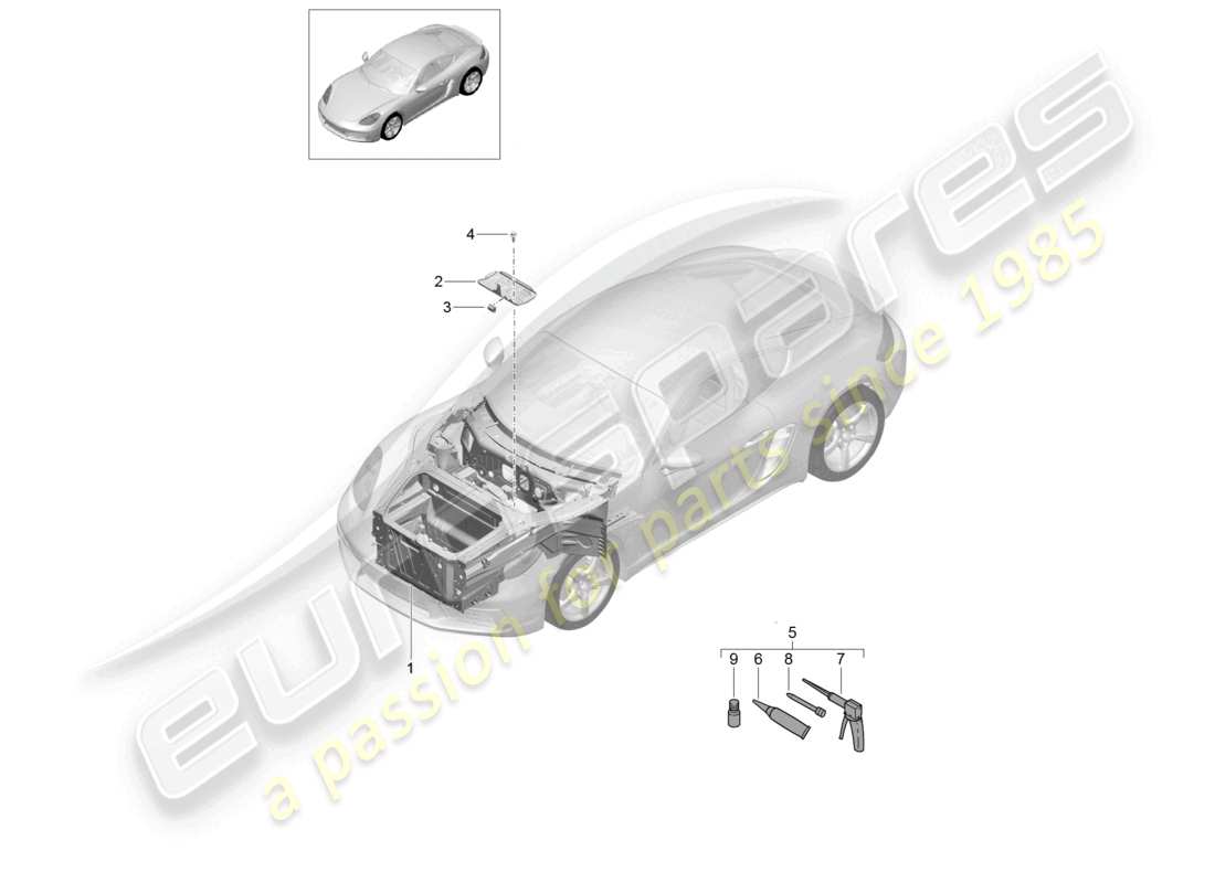 a part diagram from the porsche 2018 (718 cayman) parts catalogue