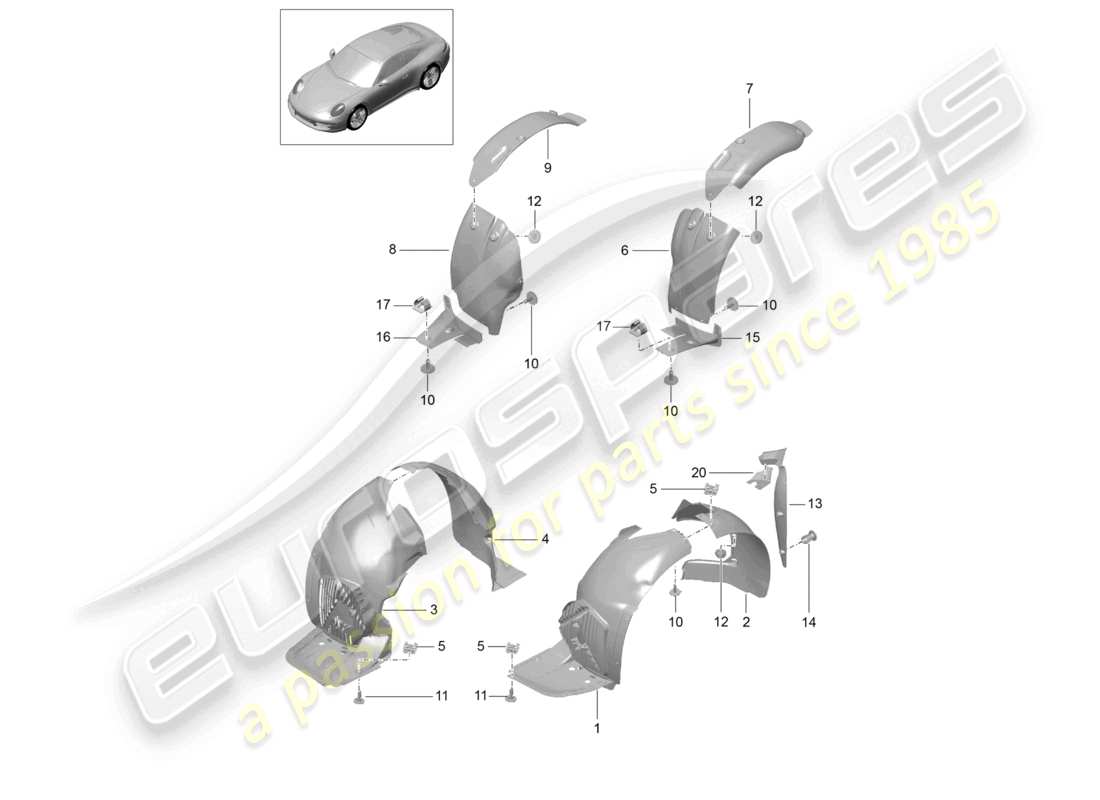 VIEW PARTS DIAGRAMS FROM THE PORSCHE 991 PARTS CATALOGUE a part diagram from the porsche 991 parts catalogue
