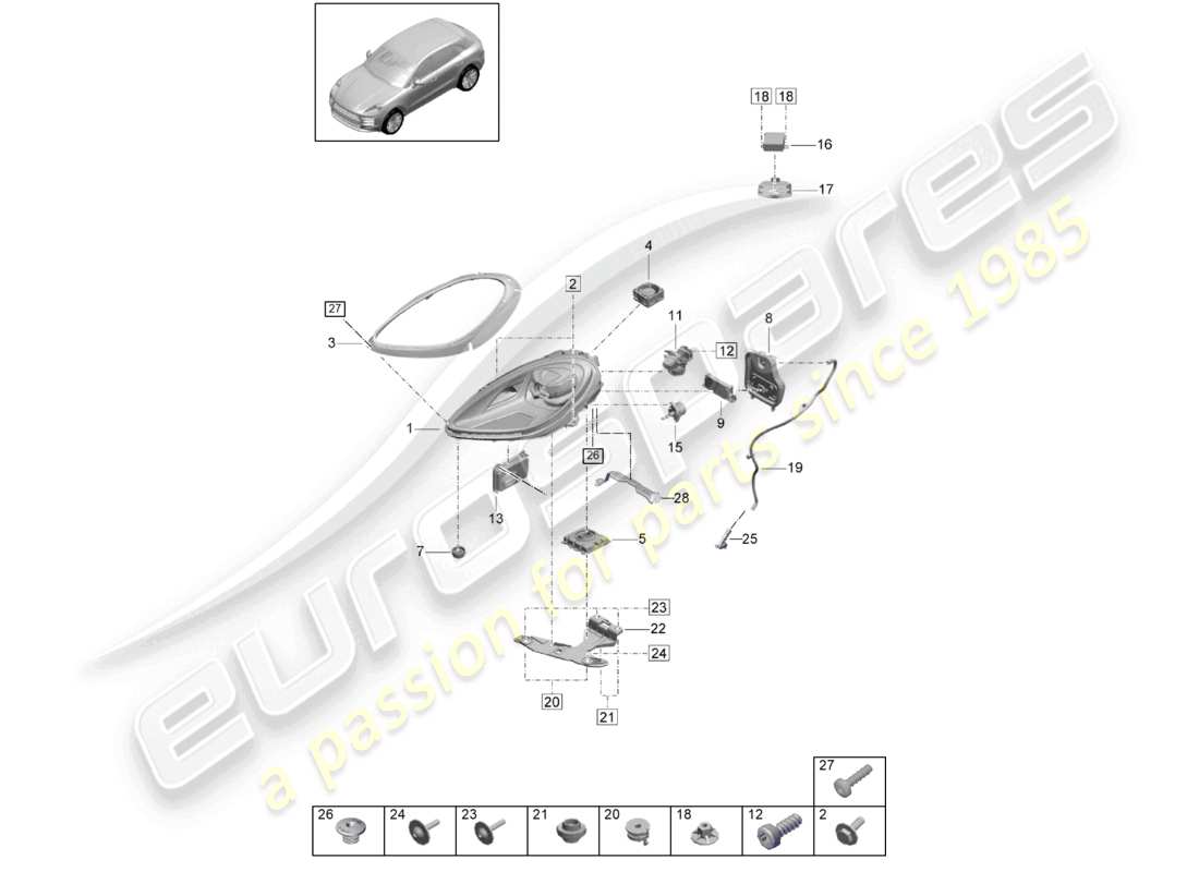 VIEW PARTS DIAGRAMS FROM THE PORSCHE MACAN PARTS CATALOGUE a part diagram from the porsche macan parts catalogue