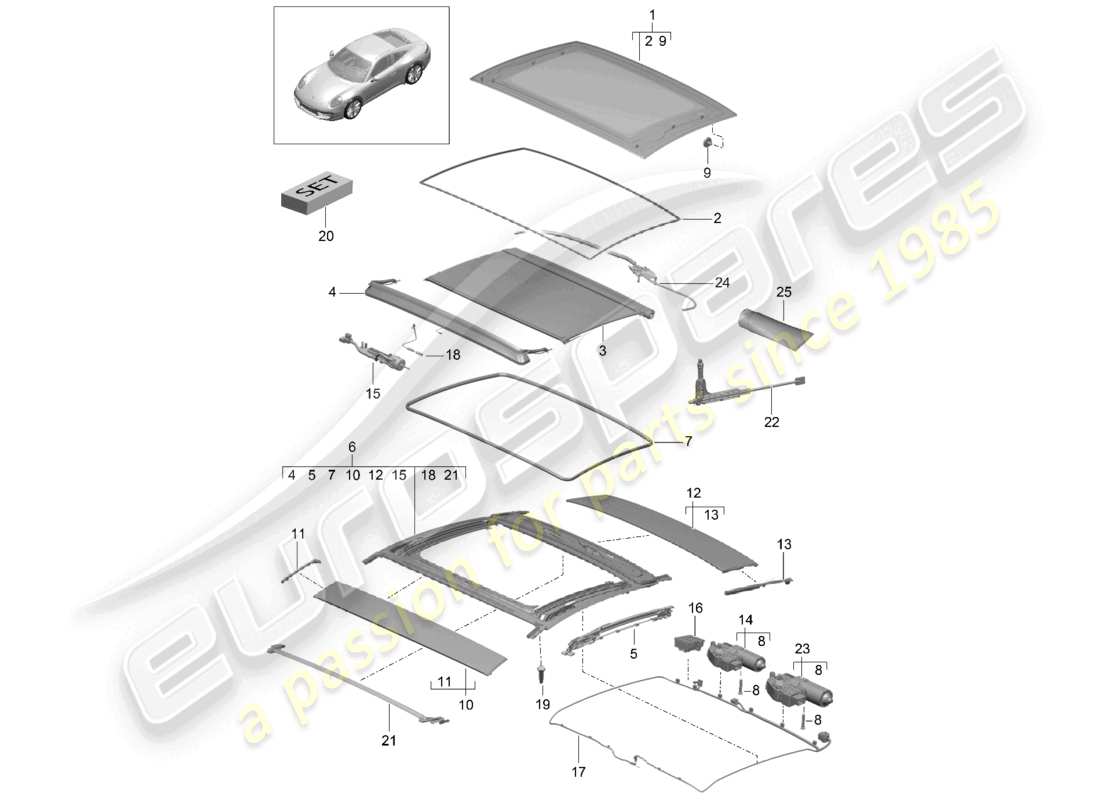 a part diagram from the porsche 2014 (991-1) parts catalogue