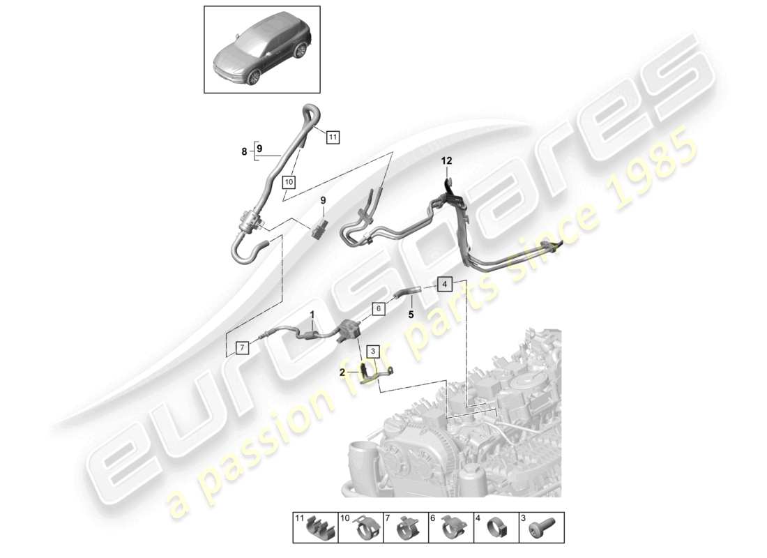 a part diagram from the porsche 2020 (cayenne e3 9ya/9yb) parts catalogue