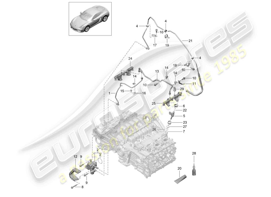 VIEW PARTS DIAGRAMS FROM THE PORSCHE CAYMAN PARTS CATALOGUE a part diagram from the porsche cayman parts catalogue