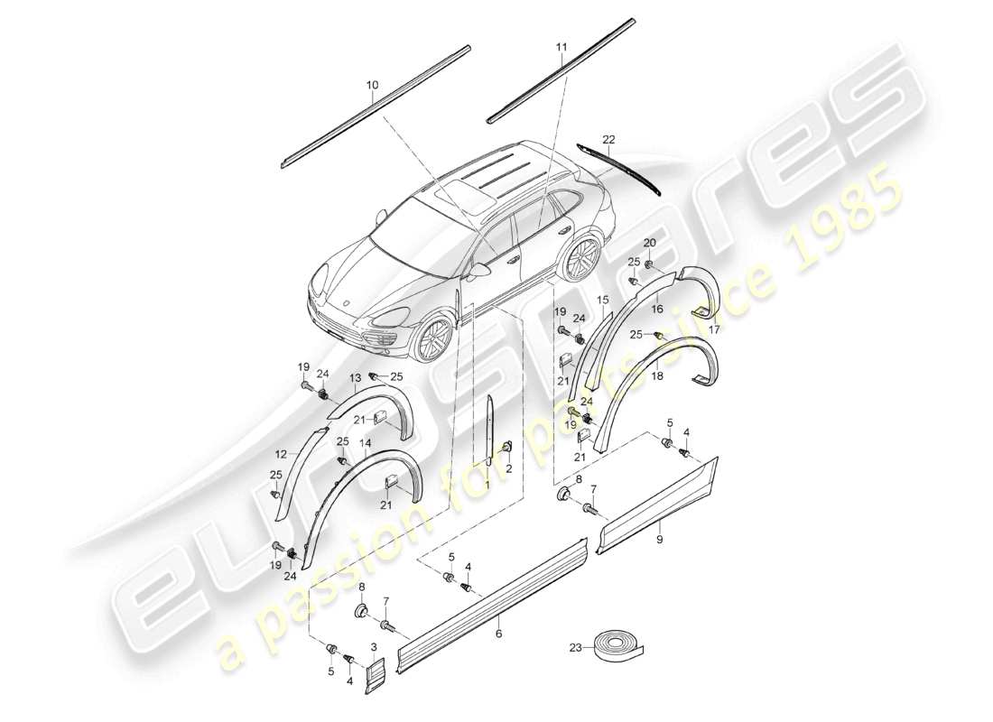 a part diagram from the porsche 2012 (cayenne e2 92a) parts catalogue
