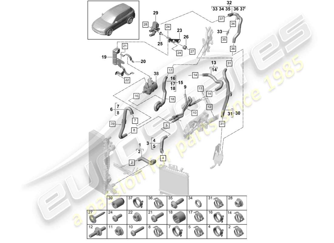 a part diagram from the porsche 2018 (cayenne e3 9ya/9yb) parts catalogue