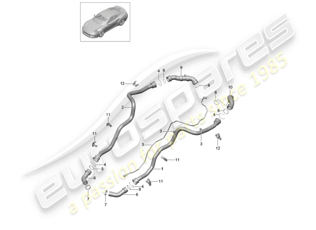 a part diagram from the porsche 2019 (991-2 turbo) parts catalogue