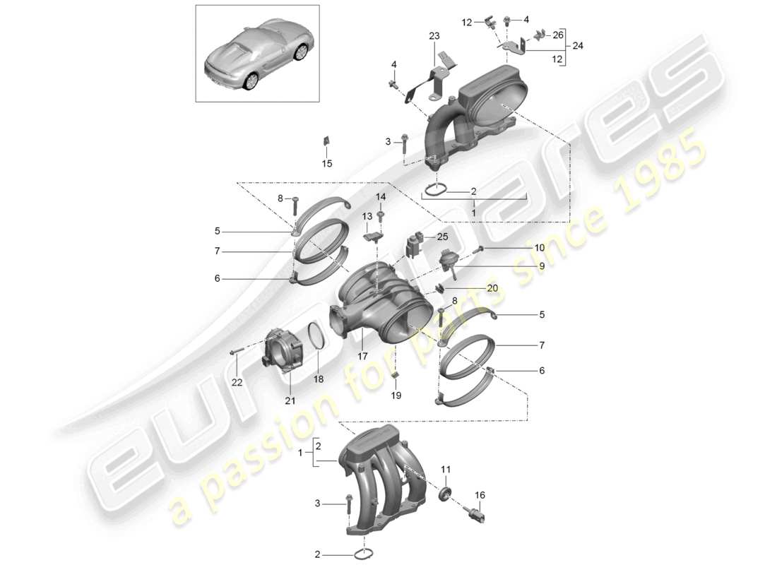 a part diagram from the porsche 2016 (981 boxster spyder) parts catalogue