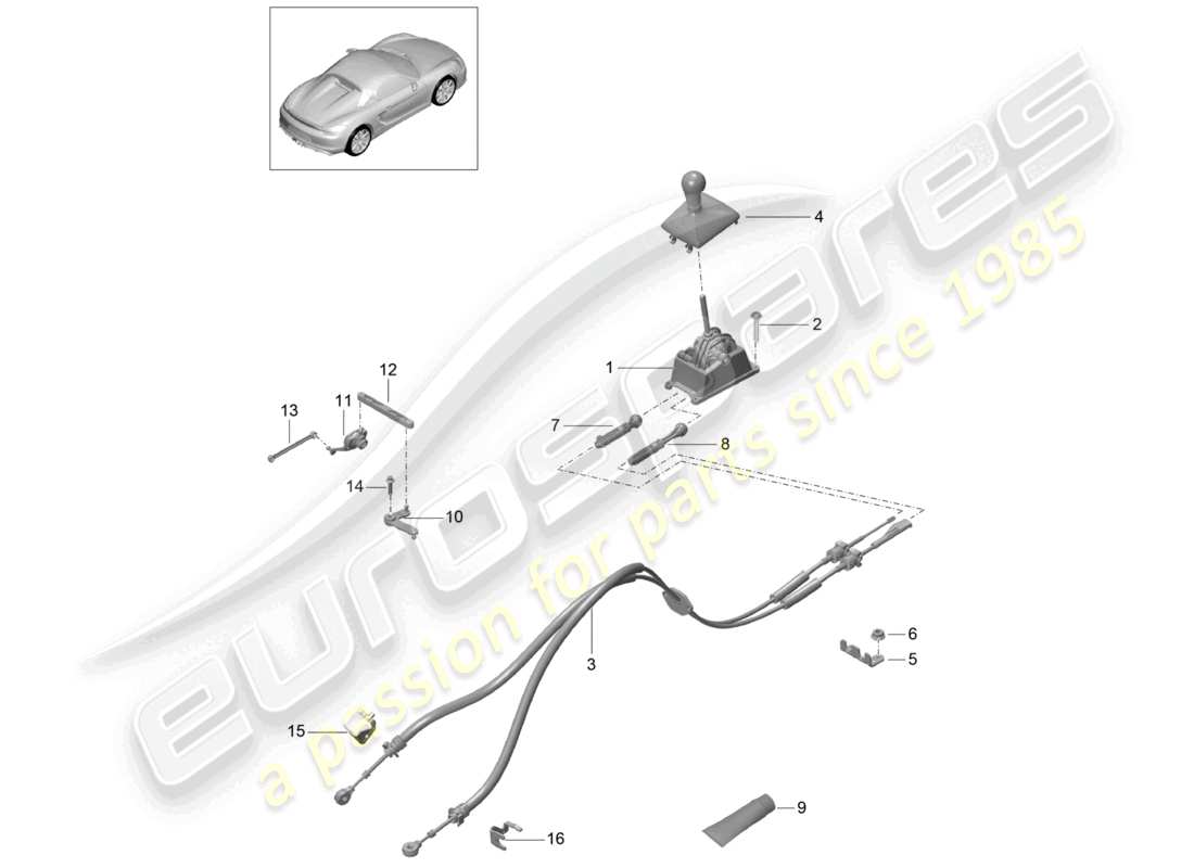 a part diagram from the porsche 2016 (981 boxster spyder) parts catalogue