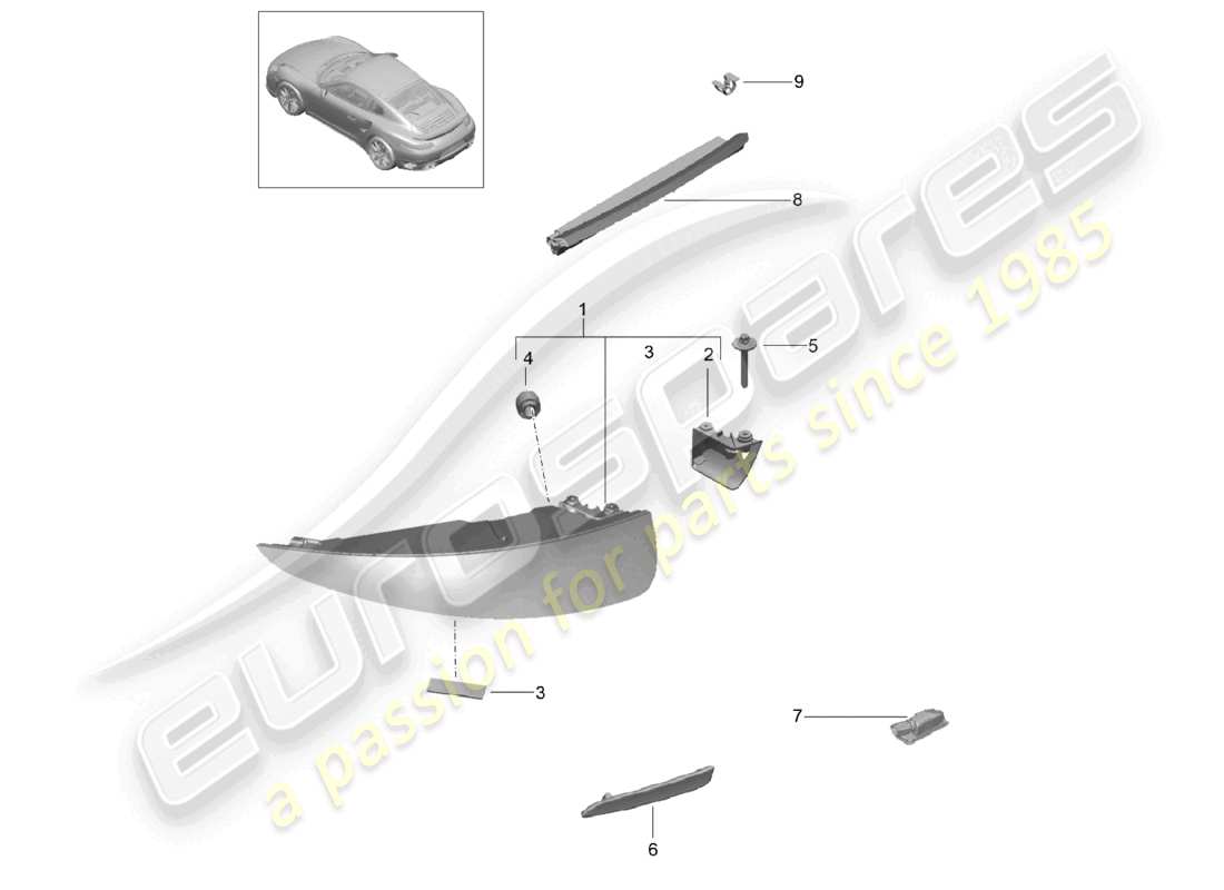 a part diagram from the porsche 2017 (991-2 turbo) parts catalogue