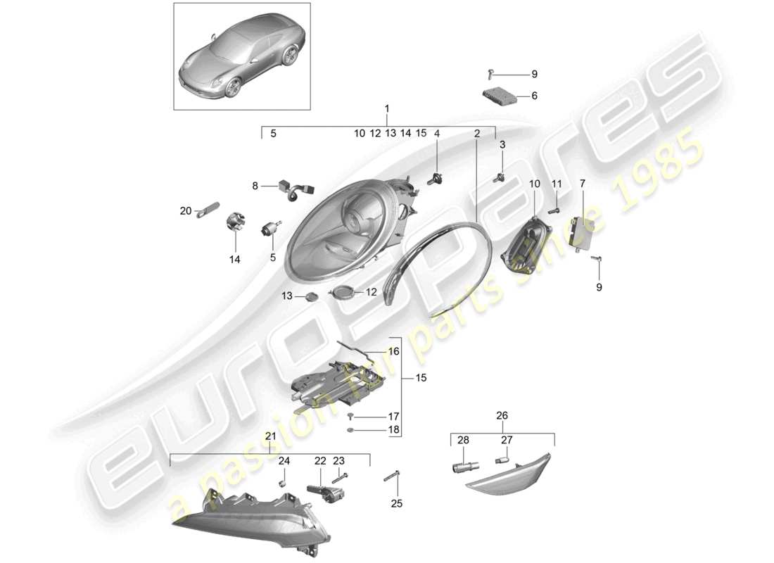 a part diagram from the porsche 2014 (991-1) parts catalogue