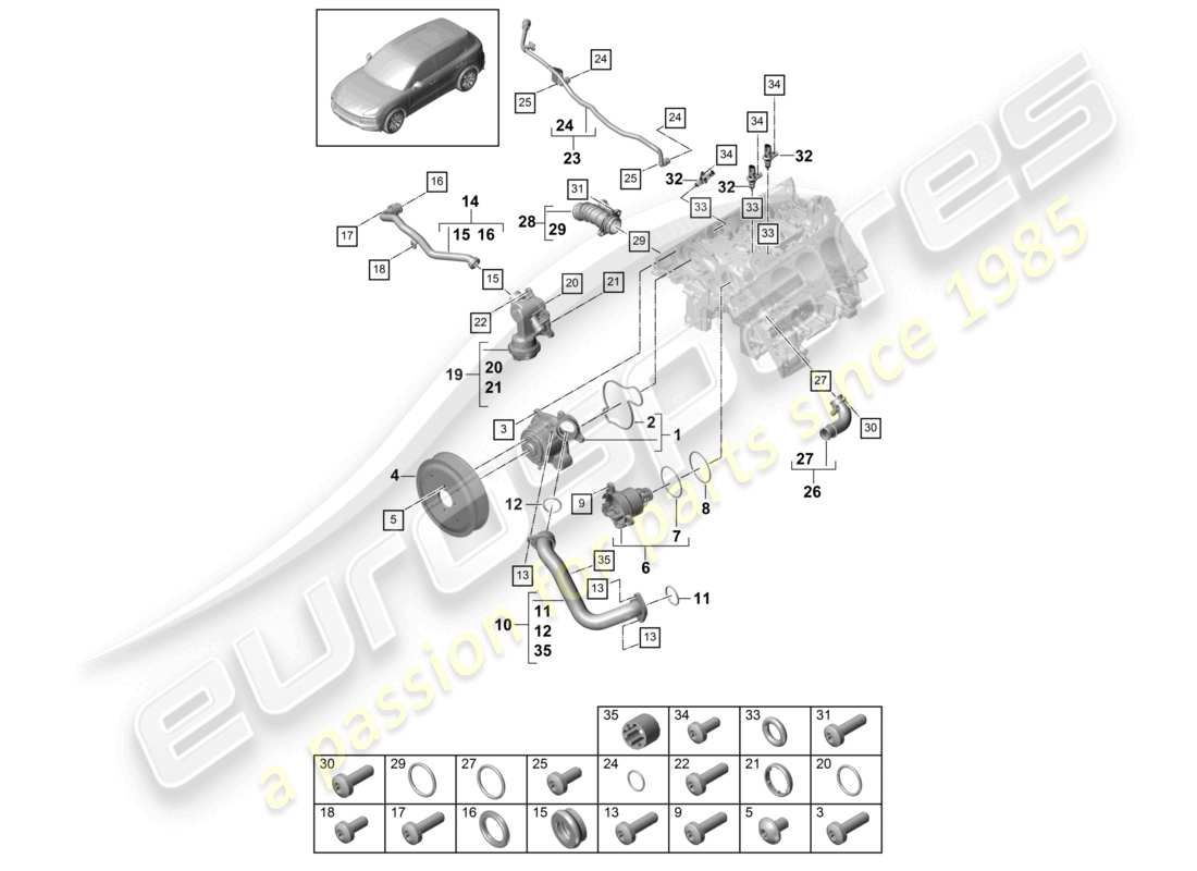 a part diagram from the porsche 2019 (cayenne e3 9ya/9yb) parts catalogue