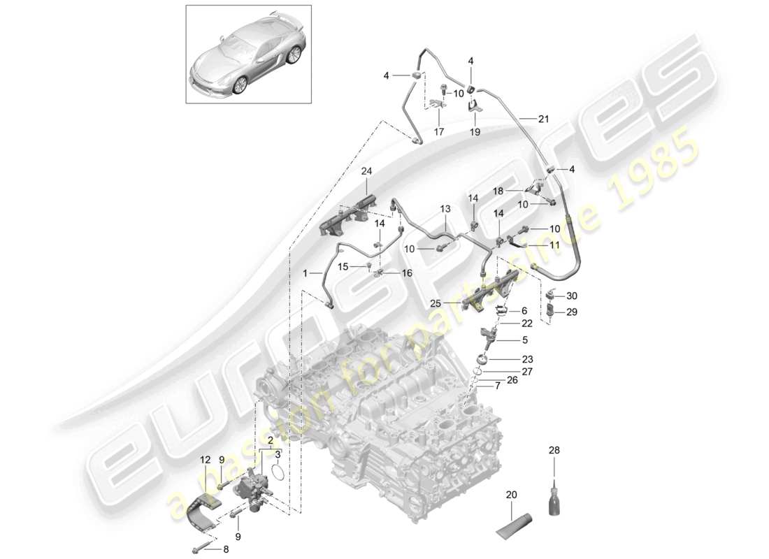 a part diagram from the porsche 2016 (981 cayman gt4) parts catalogue