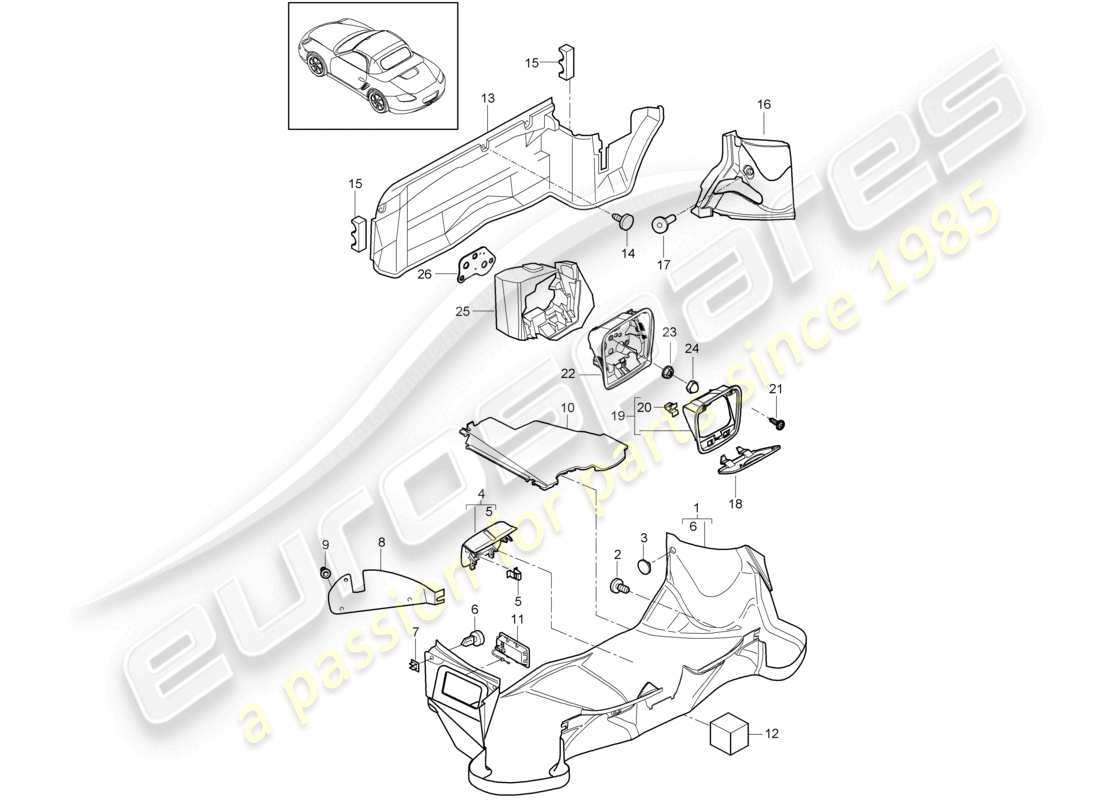 a part diagram from the porsche 2010 (987 boxster) parts catalogue