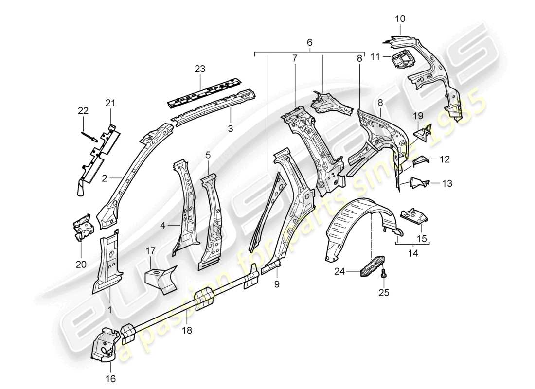 a part diagram from the porsche 2008 (cayenne e1 9pa) parts catalogue