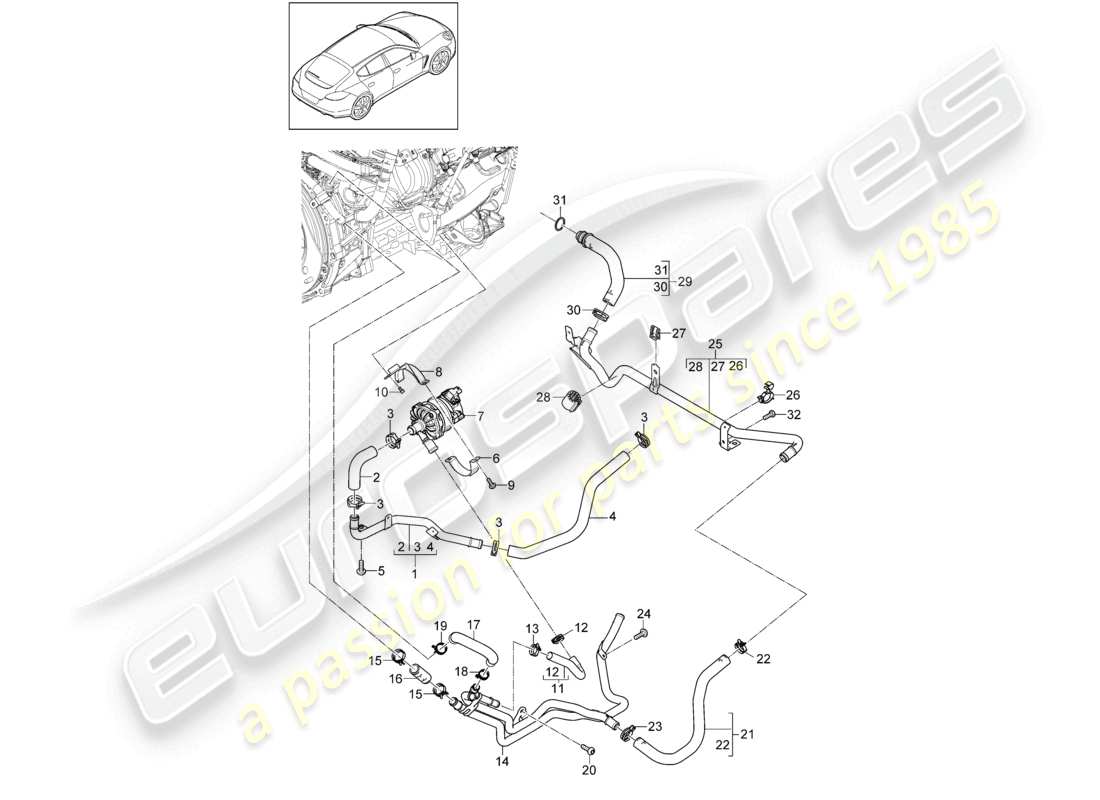 a part diagram from the porsche panamera parts catalogue