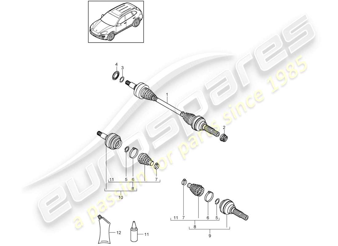 a part diagram from the porsche 2011 (cayenne e2 92a) parts catalogue