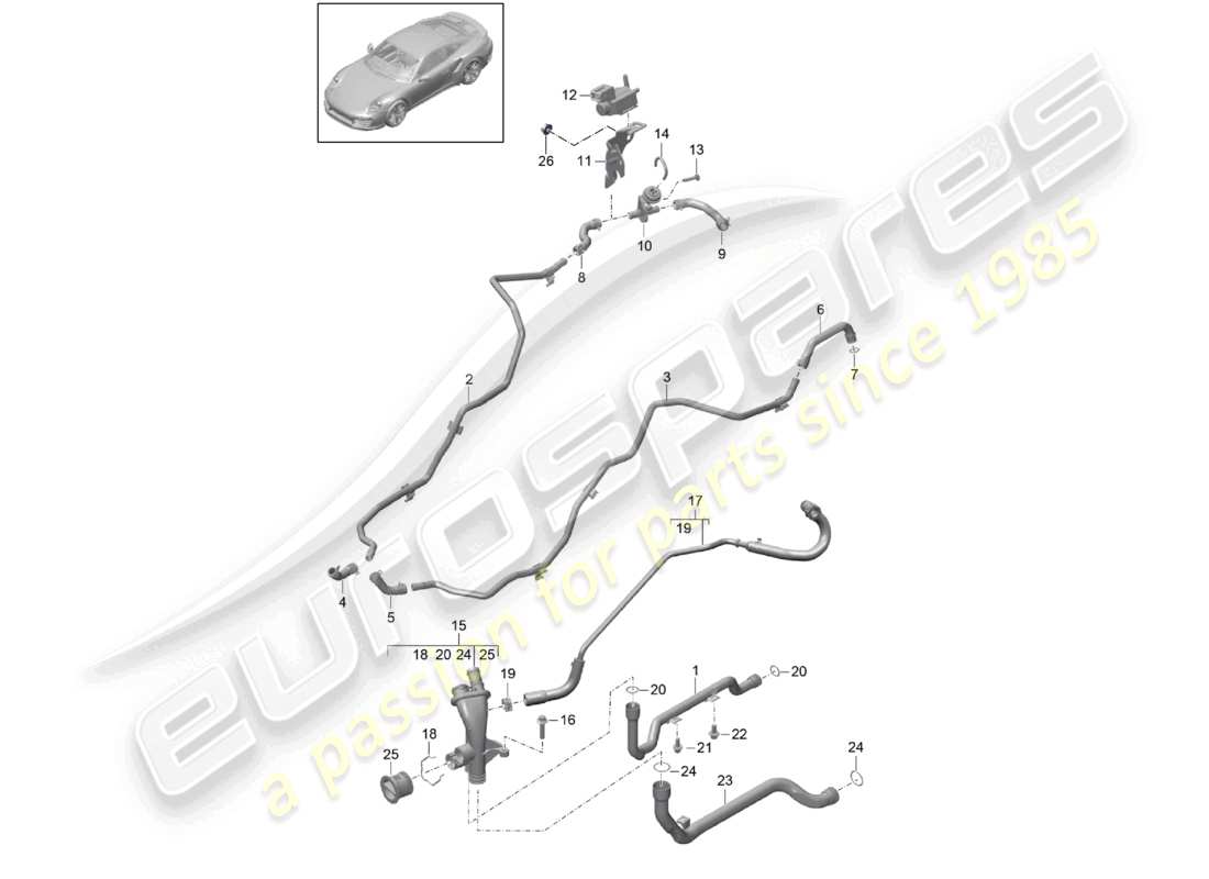 a part diagram from the porsche 2017 (991-2 turbo) parts catalogue
