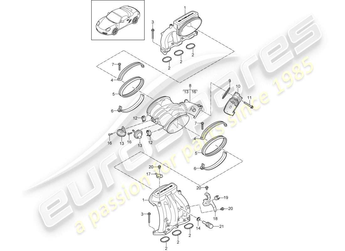 a part diagram from the porsche 2010 (987 boxster) parts catalogue