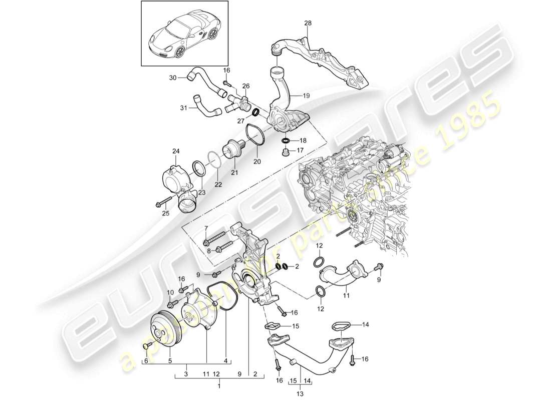 a part diagram from the porsche 2011 (987 boxster) parts catalogue