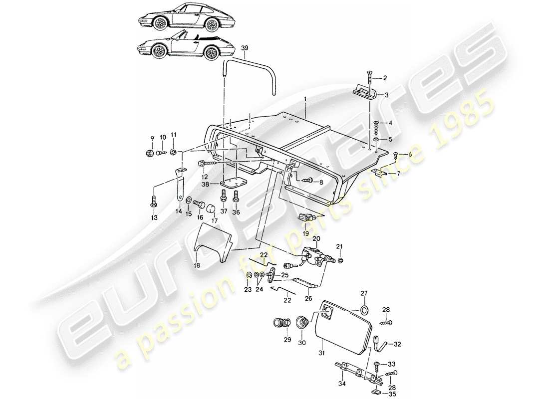 a part diagram from the porsche 1986 (seats for 944/968/911/928) parts catalogue