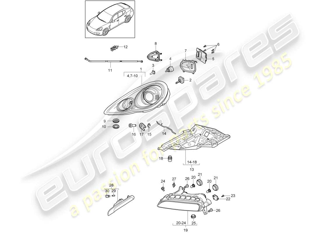 VIEW PARTS DIAGRAMS FROM THE PORSCHE PANAMERA PARTS CATALOGUE a part diagram from the porsche panamera parts catalogue
