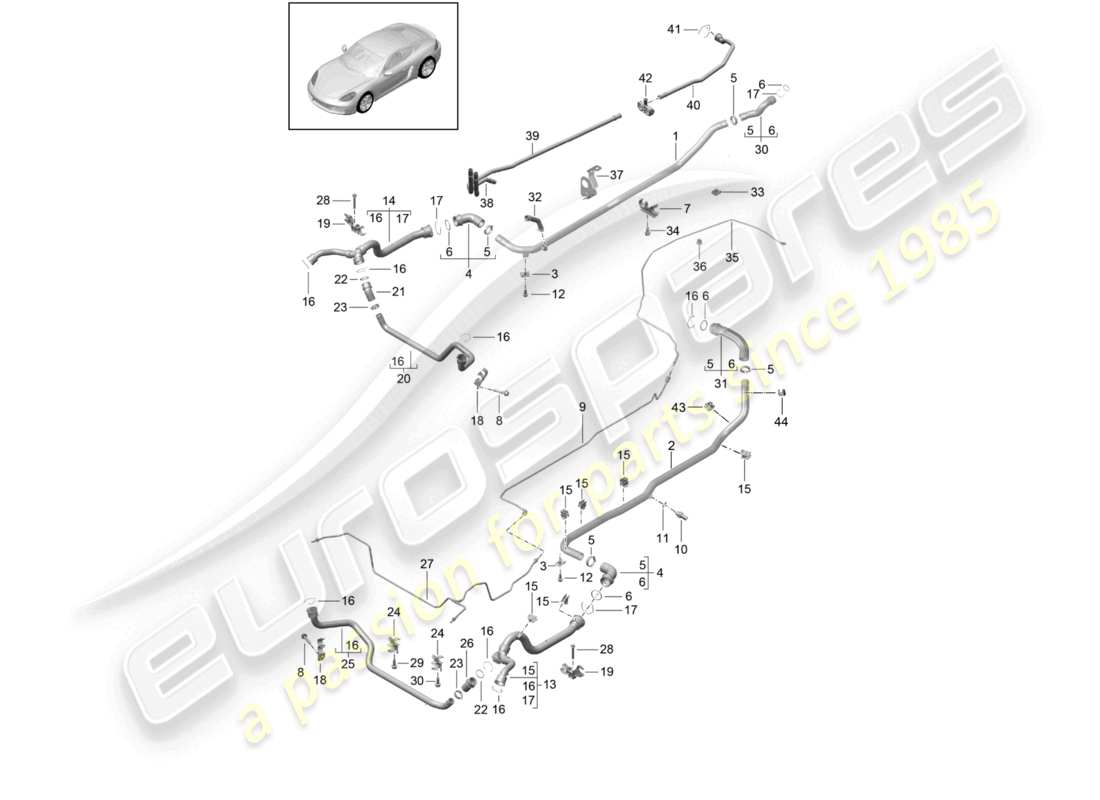 a part diagram from the porsche 2018 (718 cayman) parts catalogue