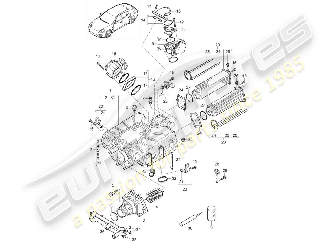 a part diagram from the porsche 2011 (panamera 970) parts catalogue