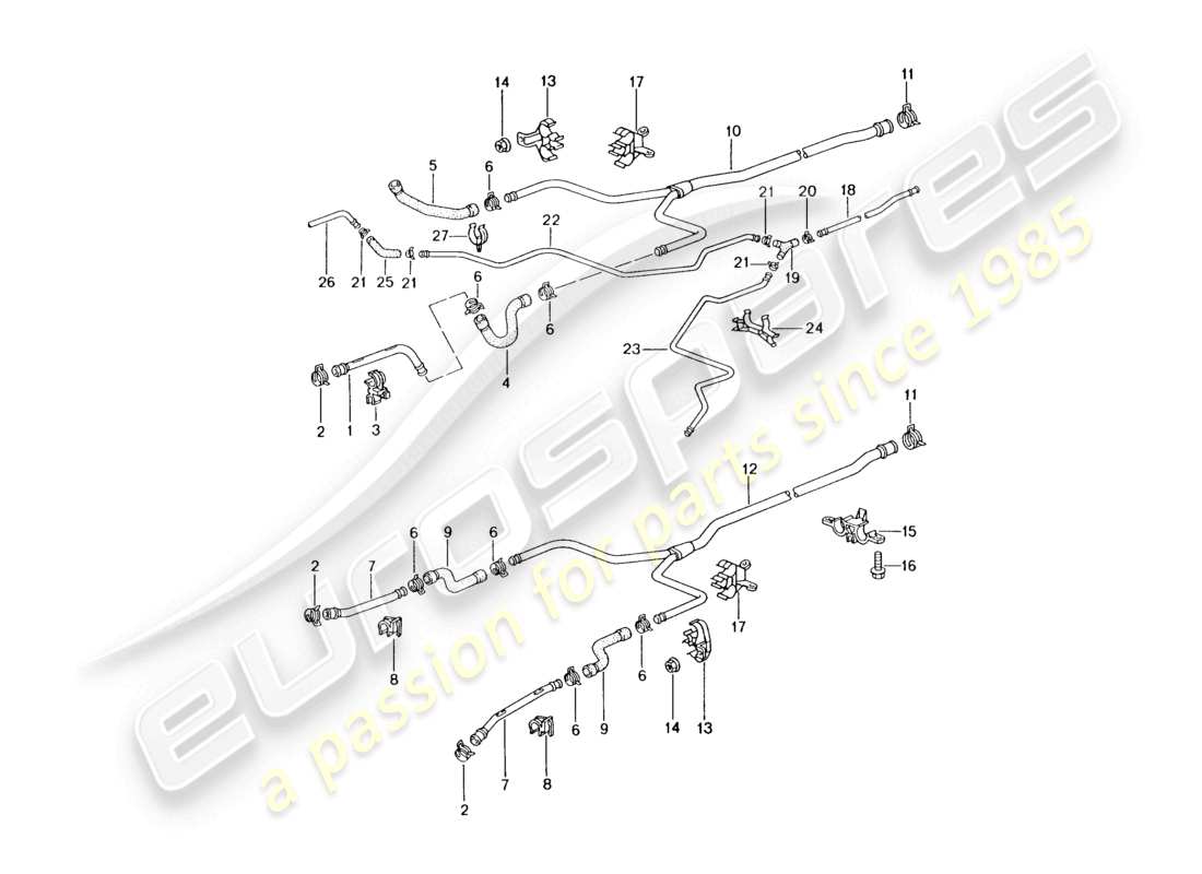 a part diagram from the porsche 1999 (986 boxster) parts catalogue