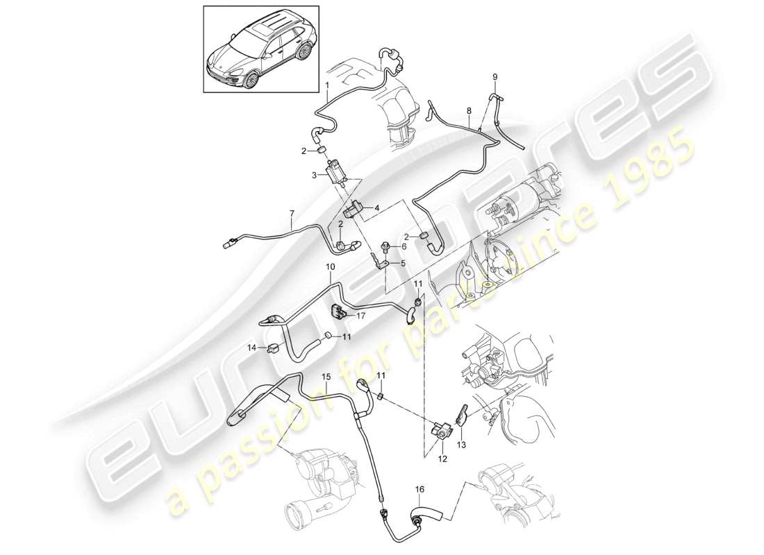 a part diagram from the porsche 2011 (cayenne e2 92a) parts catalogue