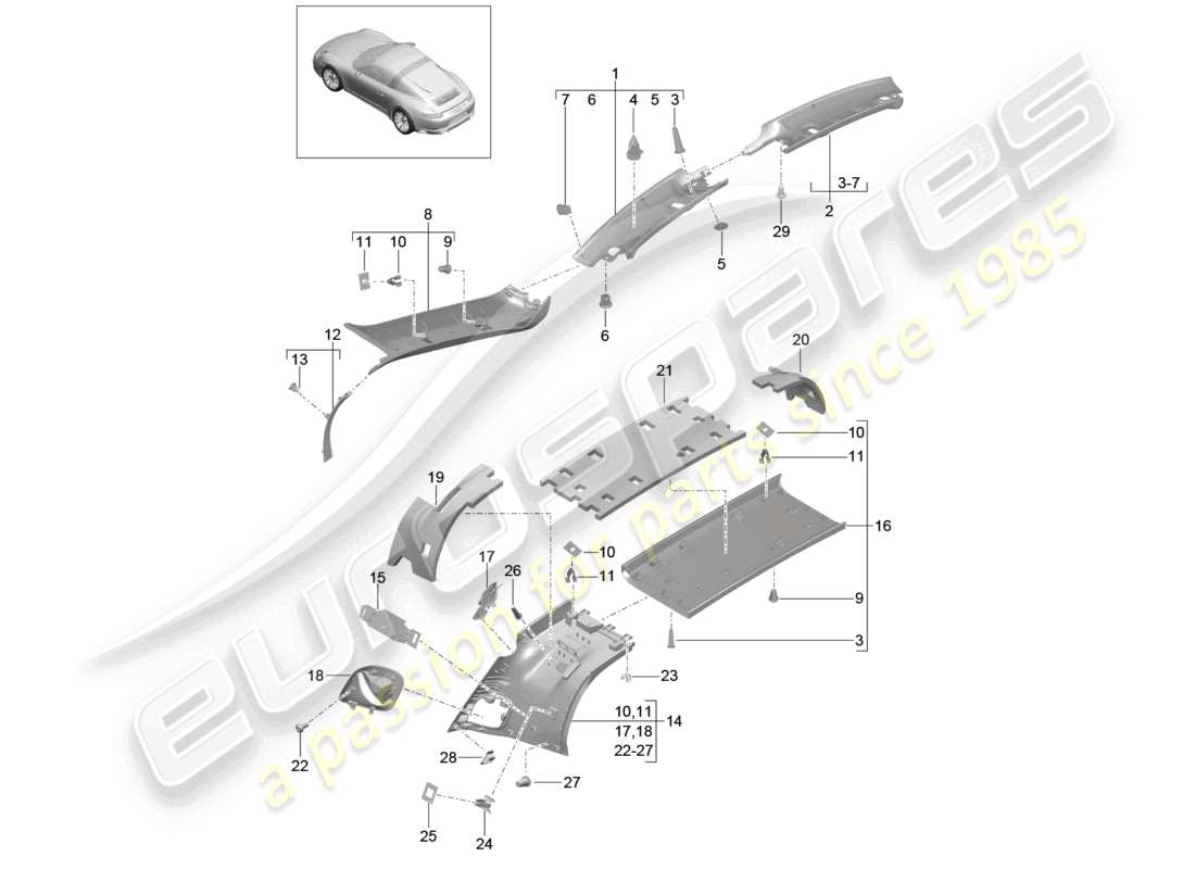 a part diagram from the porsche 991 parts catalogue