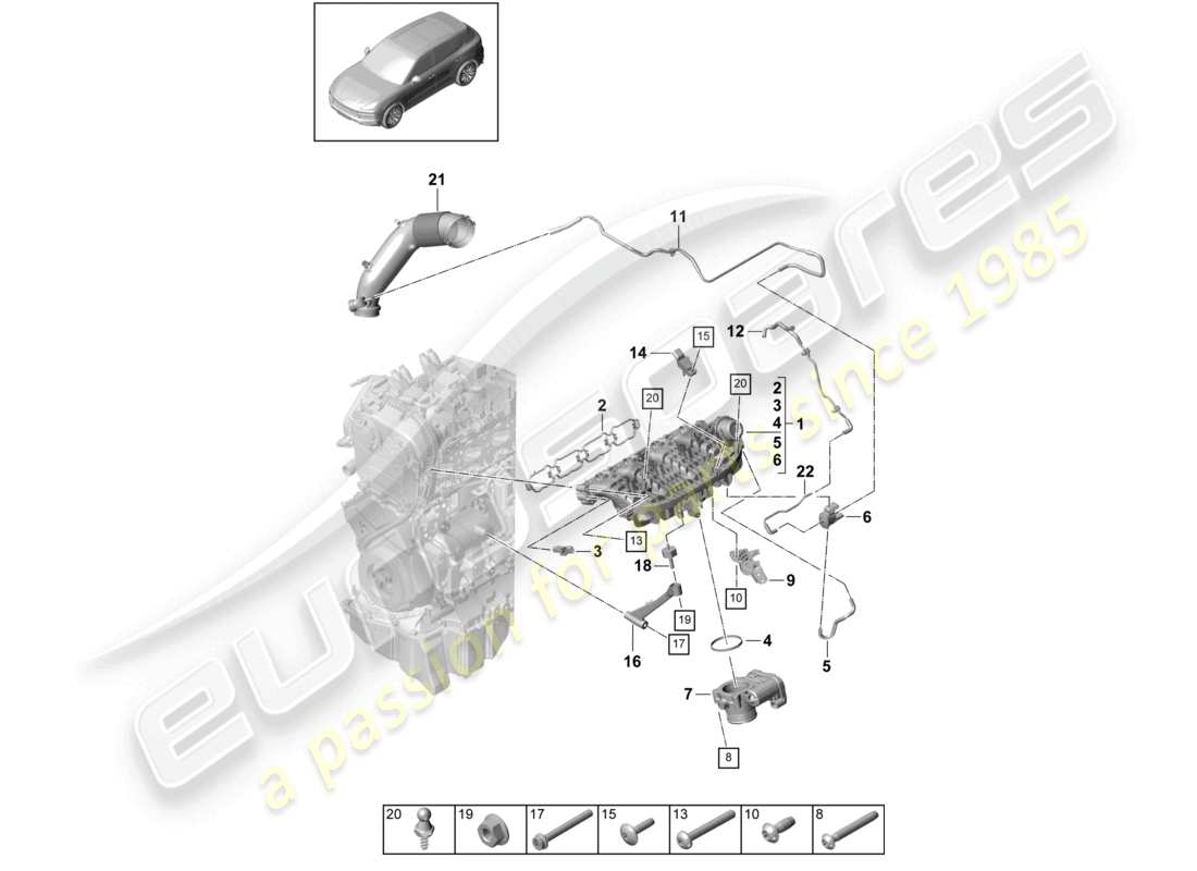 a part diagram from the porsche 2018 (cayenne e3 9ya/9yb) parts catalogue