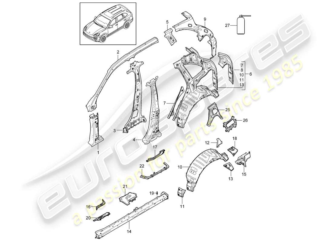 a part diagram from the porsche 2018 (cayenne e2 92a) parts catalogue