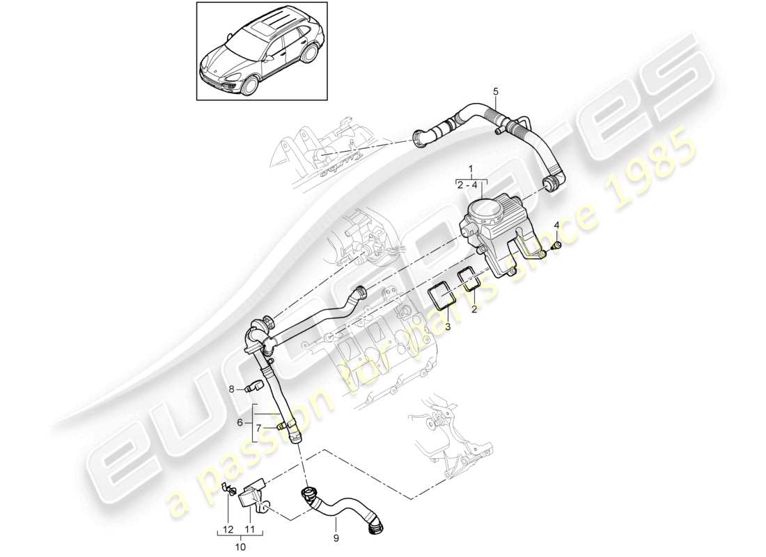 a part diagram from the porsche 2011 (cayenne e2 92a) parts catalogue
