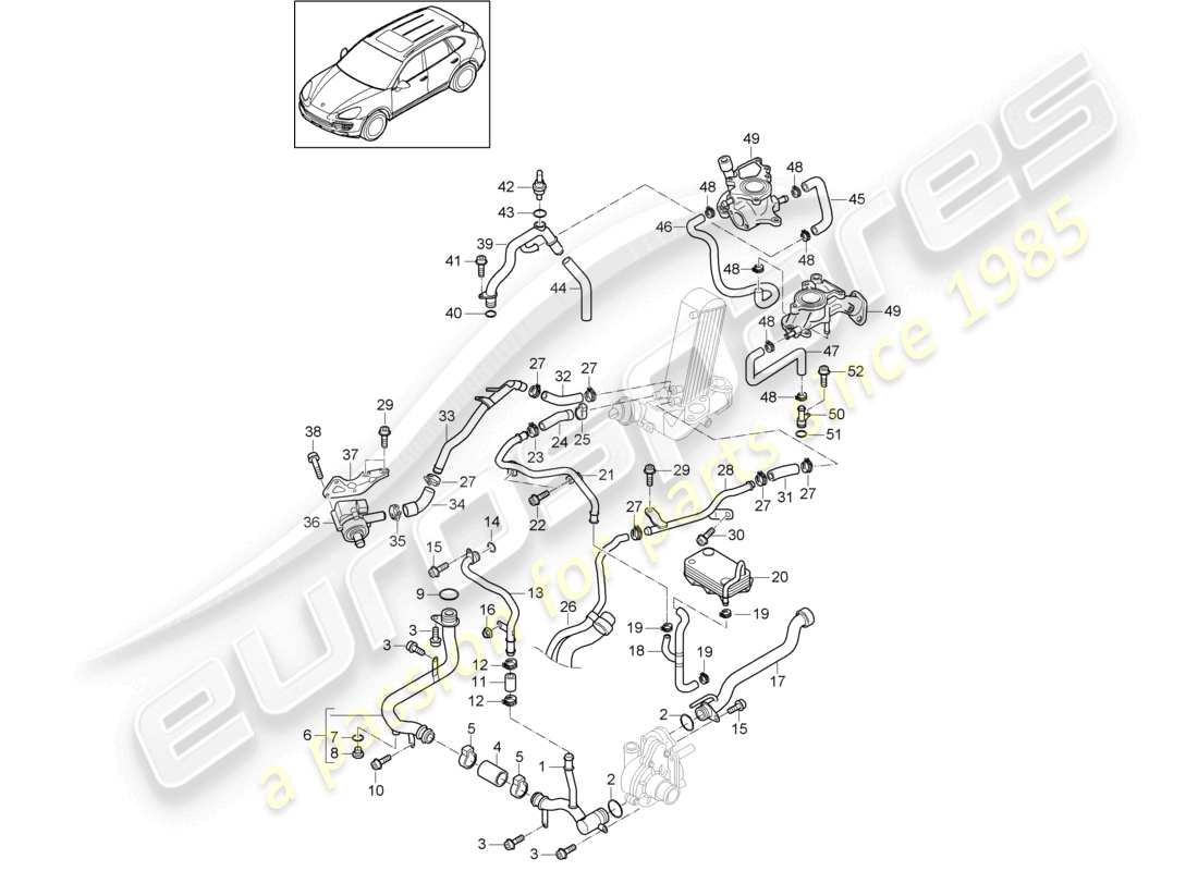 a part diagram from the porsche 2011 (cayenne e2 92a) parts catalogue