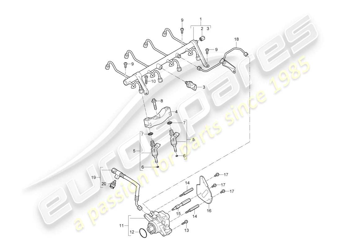 a part diagram from the porsche 2008 (cayenne e1 9pa) parts catalogue