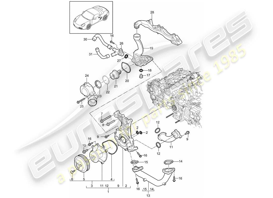 a part diagram from the porsche 2009 (987 boxster) parts catalogue