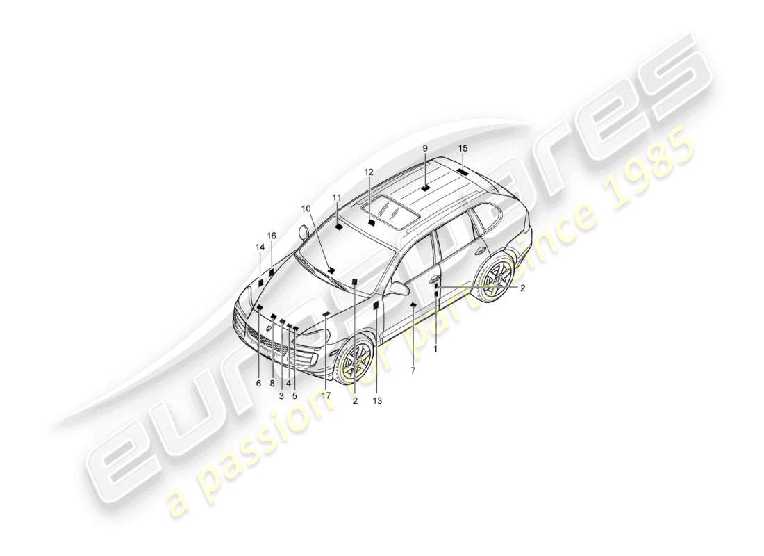 a part diagram from the porsche 2007 (cayenne e1 9pa) parts catalogue
