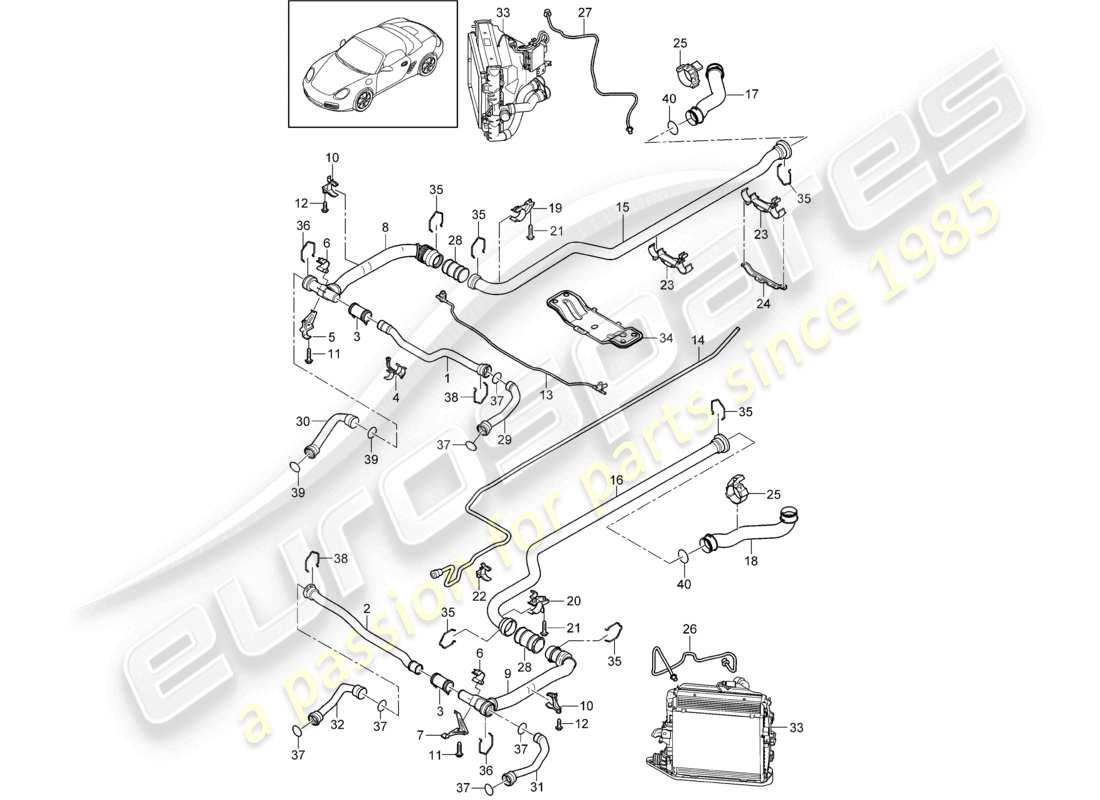 a part diagram from the porsche 2010 (987 boxster) parts catalogue